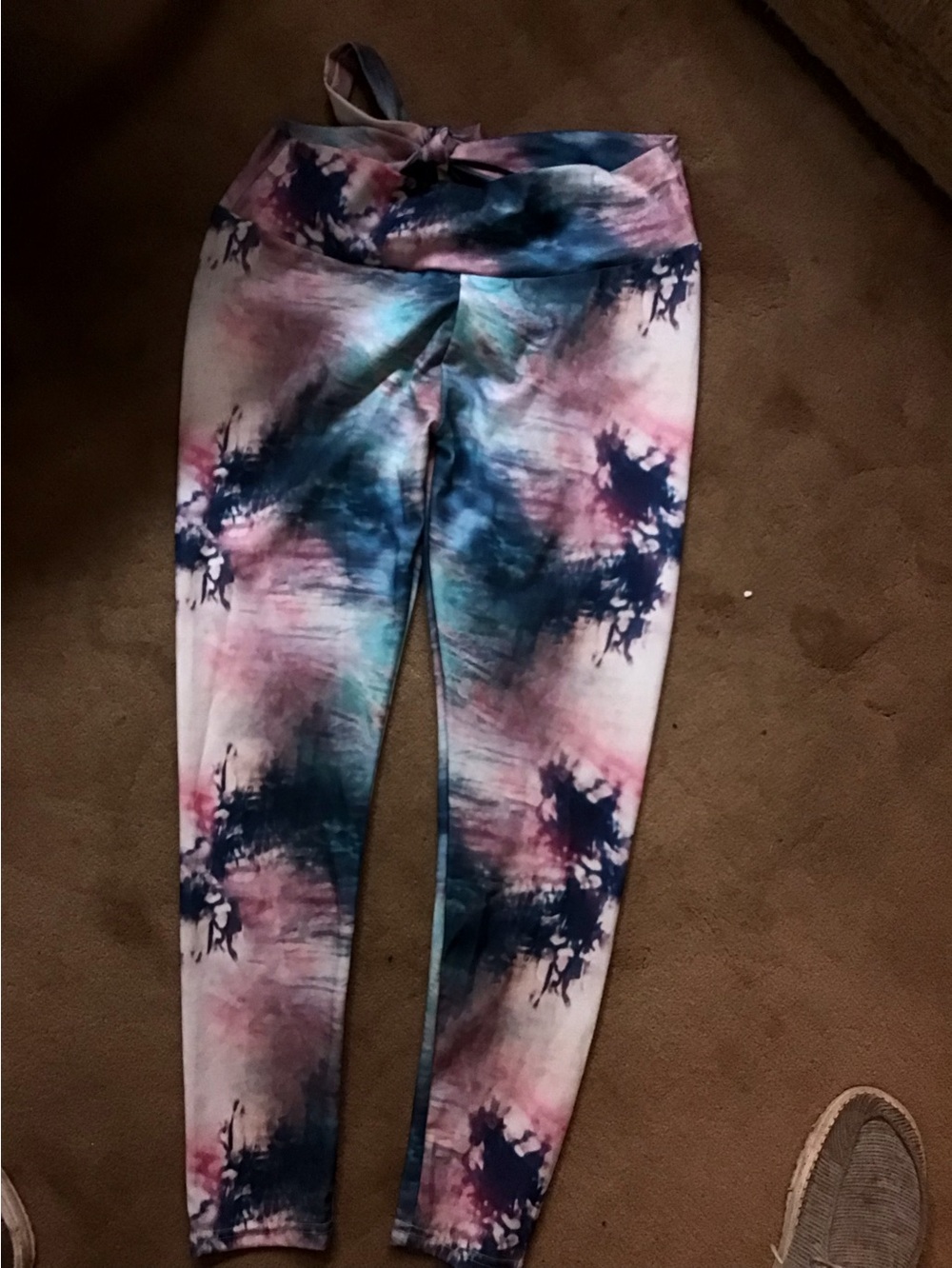 Woman’s Tie-Dye Leggings - Pink, Blue & White
